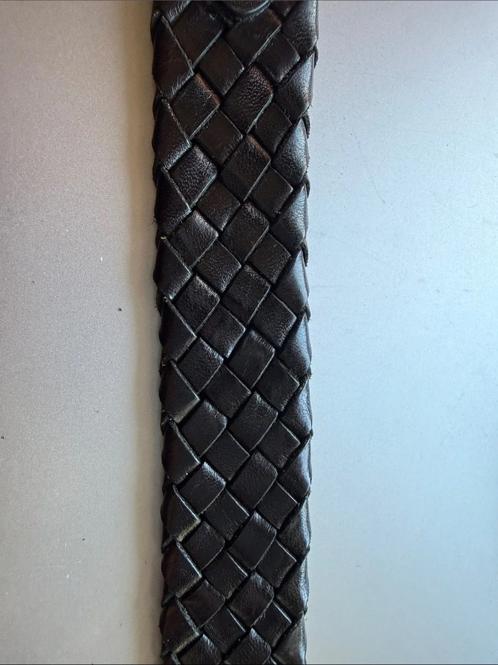 Vintage Bobby Jones Black Braided Leather Belt Solid Brass Buckle
